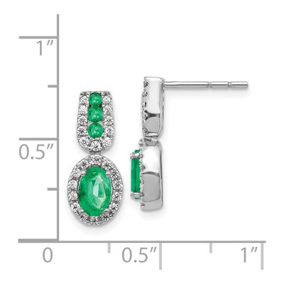 14K White Gold 0.31 ct tw Emerald & Diamond Oval Halo Dangle Earrings – view 4