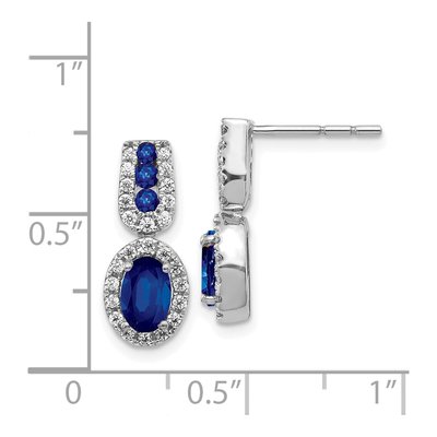 14K White Gold 0.31 ct tw Sapphire & Diamond Oval Halo Dangle Earrings – view 4