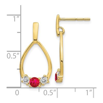 10K Yellow Gold Ruby Teardrop Dangle Earrings – view 5