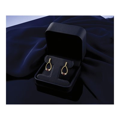 10K Yellow Gold Ruby Teardrop Dangle Earrings – view 6