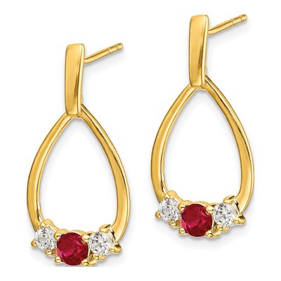 14K Yellow Gold Ruby Dangle Earrings – view 2