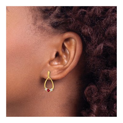 14K Yellow Gold Ruby Dangle Earrings – view 3