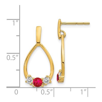 14K Yellow Gold Ruby Dangle Earrings – view 4