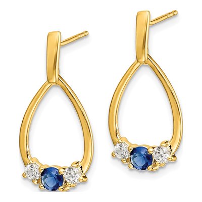 14K Yellow Gold Lab-Created Sapphire Dangle Earrings – view 2