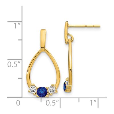 14K Yellow Gold Lab-Created Sapphire Dangle Earrings – view 4