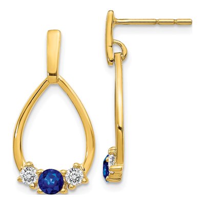 14K Yellow Gold Lab-Created Sapphire Dangle Earrings