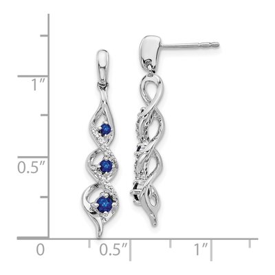 10K White Gold 1/8 ct tw Sapphire & Diamond Dangle Earrings – view 3