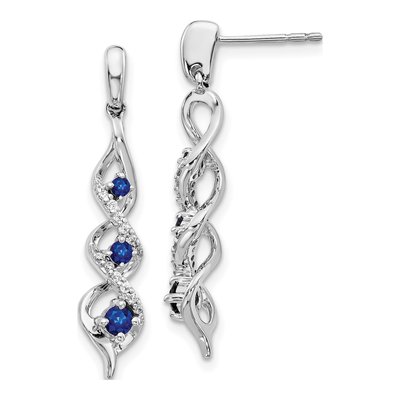 10K White Gold 1/8 ct tw Sapphire & Diamond Dangle Earrings