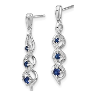 14K White Gold 1/8 ct tw Sapphire & Diamond Dangle Earrings – view 3
