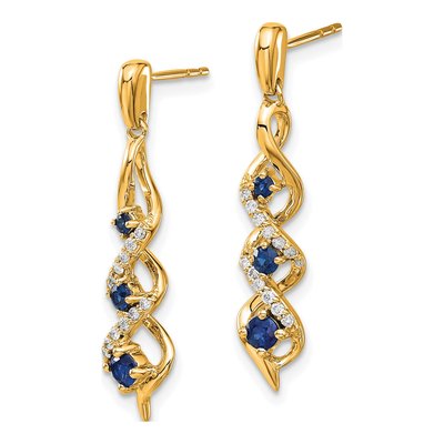 14K Yellow Gold Sapphire Dangle Earrings – view 2