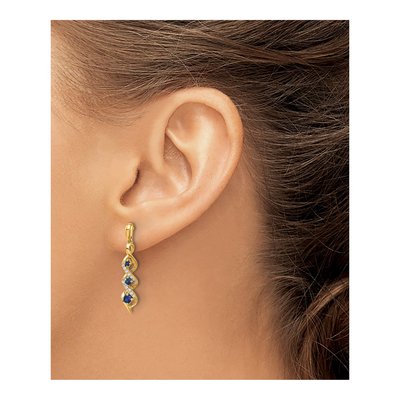 14K Yellow Gold Sapphire Dangle Earrings – view 3