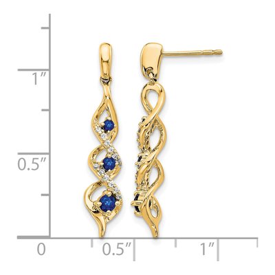 14K Yellow Gold Sapphire Dangle Earrings – view 4