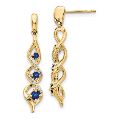 14K Yellow Gold Sapphire Dangle Earrings