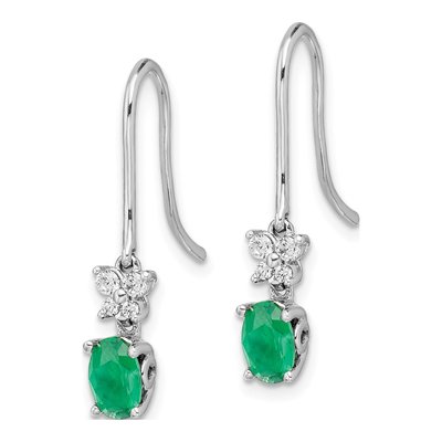 14K White Gold 1/7 ct tw Emerald & Diamond Dangle Earrings – view 2