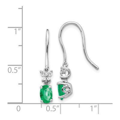 14K White Gold 1/7 ct tw Emerald & Diamond Dangle Earrings – view 4