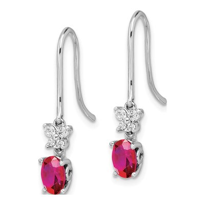 14K White Gold 1/7 ct tw Ruby & Diamond Oval Dangle Earrings – view 3