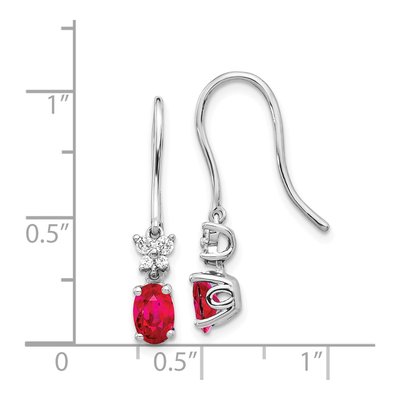 14K White Gold 1/7 ct tw Ruby & Diamond Oval Dangle Earrings – view 5