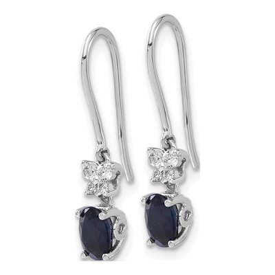 10K White Gold 1/7 ct tw Oval Sapphire Diamond Dangle Earrings – view 2