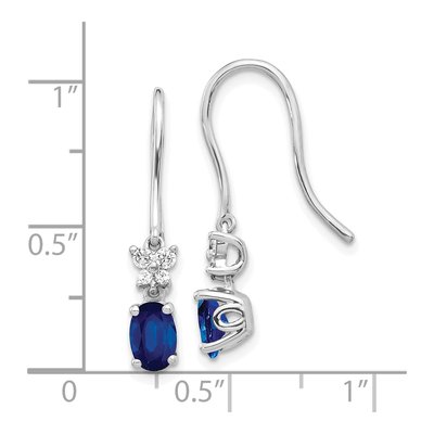 10K White Gold 1/7 ct tw Oval Sapphire Diamond Dangle Earrings – view 4