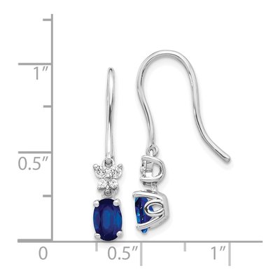 14K White Gold 1/7 ct tw Sapphire & Diamond Oval Dangle Earrings – view 4