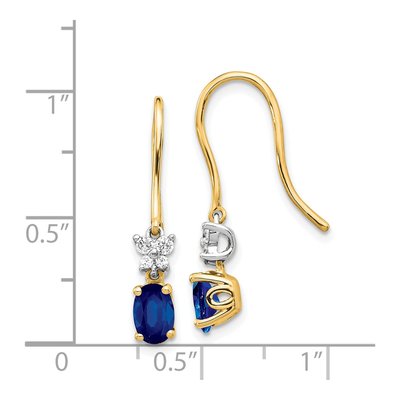 14K Two-Tone Gold 1/7 ct tw Sapphire & Diamond Shepherd Hook Dangle Earrings – view 4