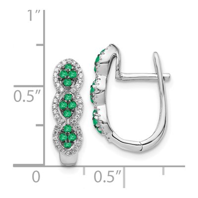 14K White Gold 0.24 ct tw 18mm Emerald & Diamond Huggie Hoop Earrings – view 5