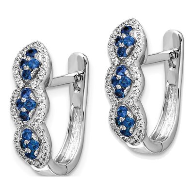 14K White Gold 0.24 ct tw 18mm Sapphire & Diamond Huggie Hoop Earrings – view 2