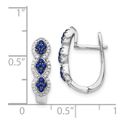 14K White Gold 0.24 ct tw 18mm Sapphire & Diamond Huggie Hoop Earrings – view 4