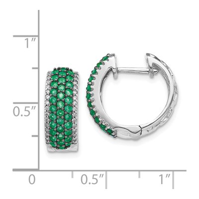 14K White Gold 0.24 ct tw 17mm Emerald & Diamond Huggie Hoop Earrings – view 5