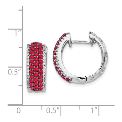 14K White Gold 0.24 ct tw 17mm Ruby & Diamond Huggie Hoop Earrings – view 5