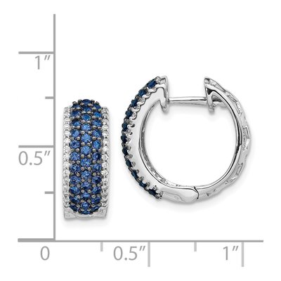 14K White Gold 0.24 ct tw 17mm Sapphire & Diamond Huggie Hoop Earrings – view 4
