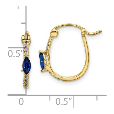 10K Yellow Gold 1/20 ct tw 15mm Sapphire & Diamond Hoop Earrings – view 5