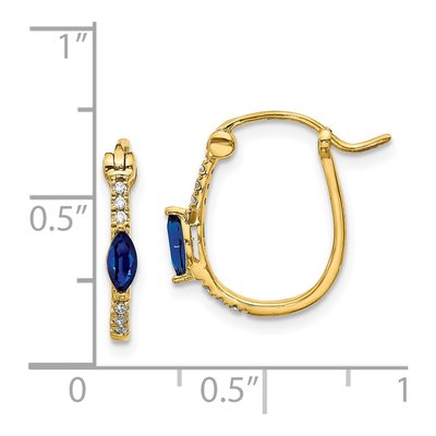14K Yellow Gold 1/20 ct tw 15mm Sapphire & Diamond Hoop Earrings – view 4