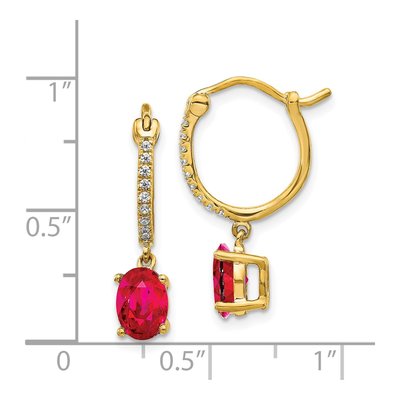 14K Yellow Gold 1/10 ct tw Ruby & Diamond Dangle Earrings – view 4