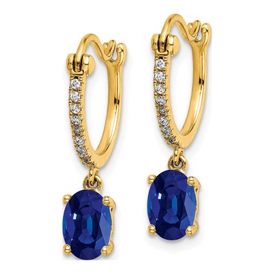 14K Yellow Gold 1/10 ct tw 23mm Sapphire & Diamond Hoop Earrings – view 2