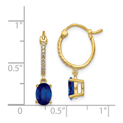 14K Yellow Gold 1/10 ct tw 23mm Sapphire & Diamond Hoop Earrings – view 4