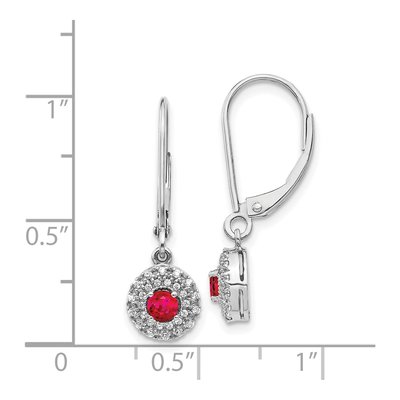 14K White Gold 1/5 ct tw Ruby & Diamond Halo Leverback Earrings – view 5