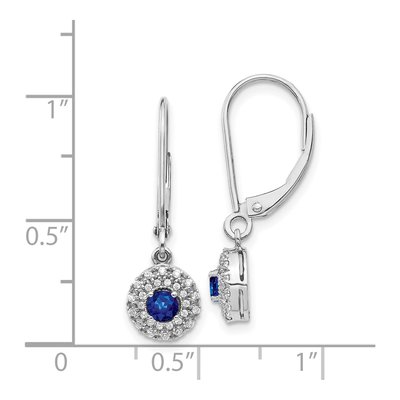 14K White Gold 1/5 ct tw Sapphire & Diamond Halo Leverback Earrings – view 4