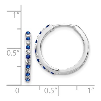 14K White Gold 1/6 ct tw 18mm Sapphire & Diamond Huggie Hoop Earrings – view 5