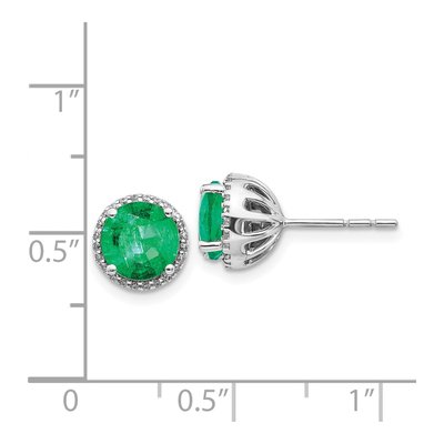 14K White Gold 1/7 ct tw 6.8mm Round Emerald & Diamond Halo Stud Earrings – view 4