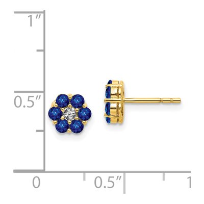 14K Yellow Gold Sapphire & Diamond Floral Earrings – view 5