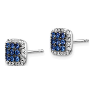 14K White Gold 1/5 ct tw 1.9mm Round Sapphire & Diamond Halo Stud Earrings – view 3