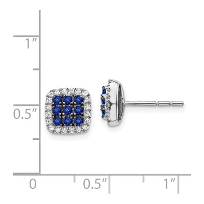14K White Gold 1/5 ct tw 1.9mm Round Sapphire & Diamond Halo Stud Earrings – view 5