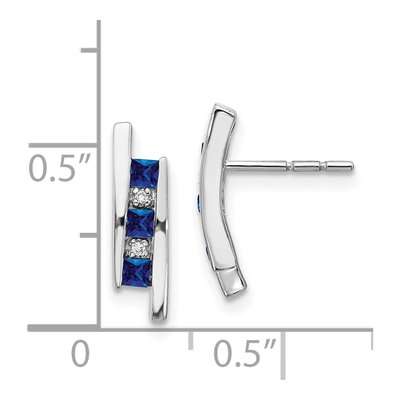 14K White Gold Princess Sapphire & Diamond Earrings – view 4