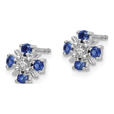 14K White Gold 2mm Round Sapphire & Diamond Stud Earrings – view 3