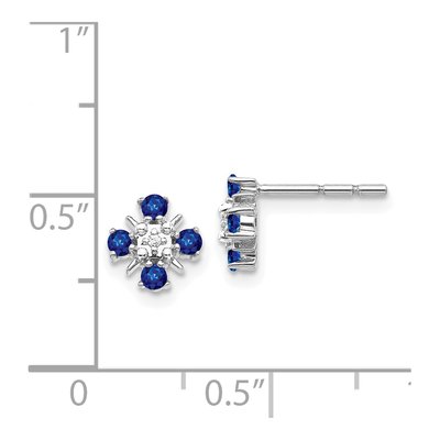 14K White Gold 2mm Round Sapphire & Diamond Stud Earrings – view 5
