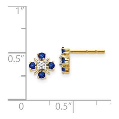 14K Yellow Gold 2mm Round Sapphire & Diamond Stud Earrings – view 5