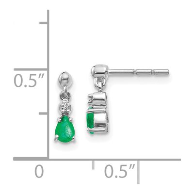 14K White Gold Emerald & Diamond Pear Dangle Earrings – view 5