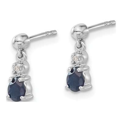 14K White Gold Sapphire & Diamond Pear Dangle Earrings – view 3