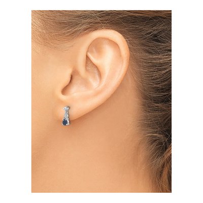 14K White Gold Sapphire & Diamond Pear Dangle Earrings – view 4